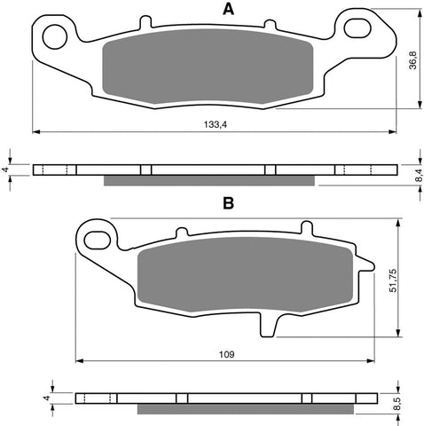 Keramik-Bremsbelagsatz vorn und hinten: Kawasaki Z750 Z 750 (2004-2006)